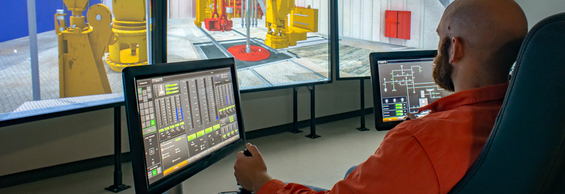 Chevron employee working in a virtual environment