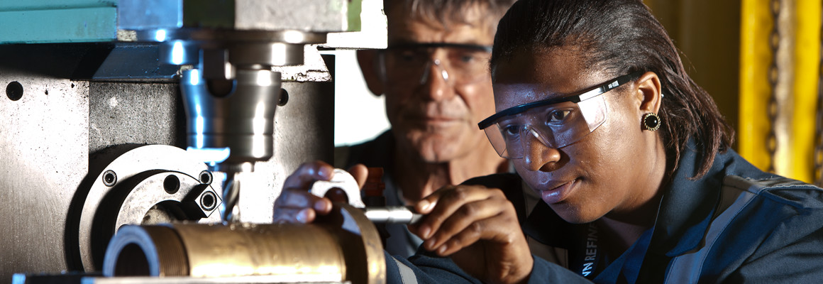 Chevron employees working together