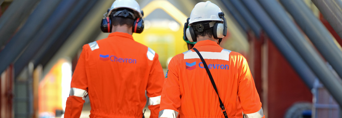 Chevron employees walking together